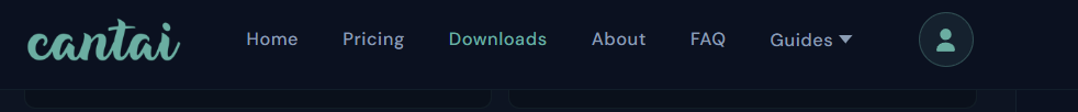 cantai.app navigation showing the Downloads page